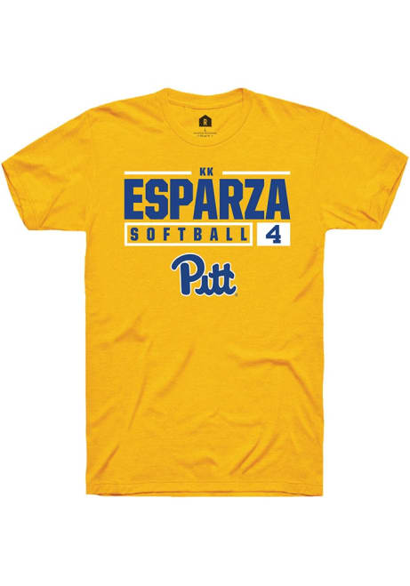 Kk Esparza Gold Pitt Panthers NIL Stacked Box Short Sleeve T Shirt