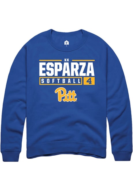 Kk Esparza Rally Mens Blue Pitt Panthers NIL Stacked Box Crew Sweatshirt