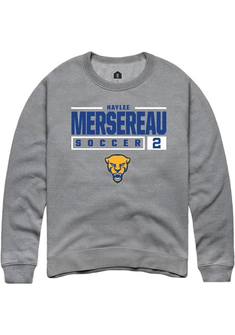 Haylee Mersereau Rally Mens Graphite Pitt Panthers NIL Stacked Box Crew Sweatshirt