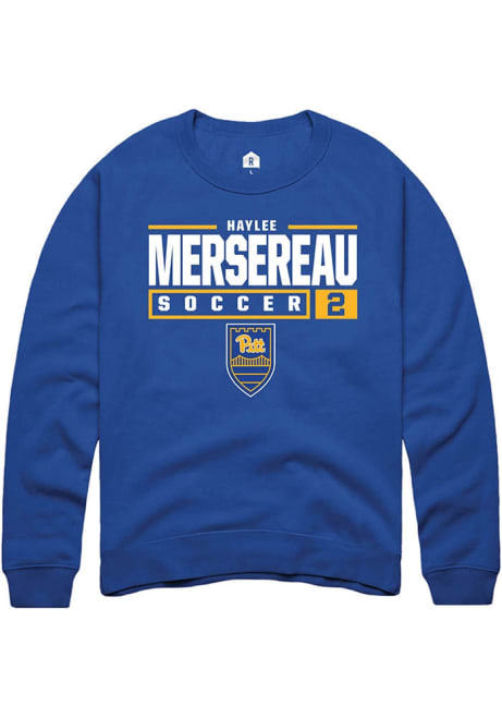 Haylee Mersereau Rally Mens Blue Pitt Panthers NIL Stacked Box Crew Sweatshirt