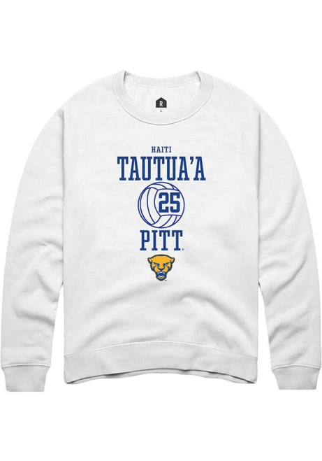 Haiti Tautua’a Rally Mens White Pitt Panthers NIL Sport Icon Crew Sweatshirt