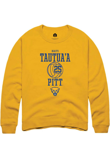 Haiti Tautua’a Rally Mens Gold Pitt Panthers NIL Sport Icon Crew Sweatshirt