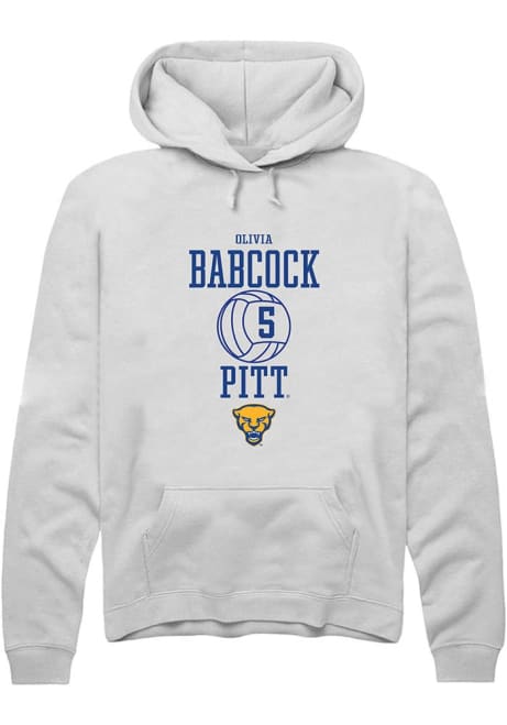 Olivia Babcock Rally Mens White Pitt Panthers NIL Sport Icon Hooded Sweatshirt