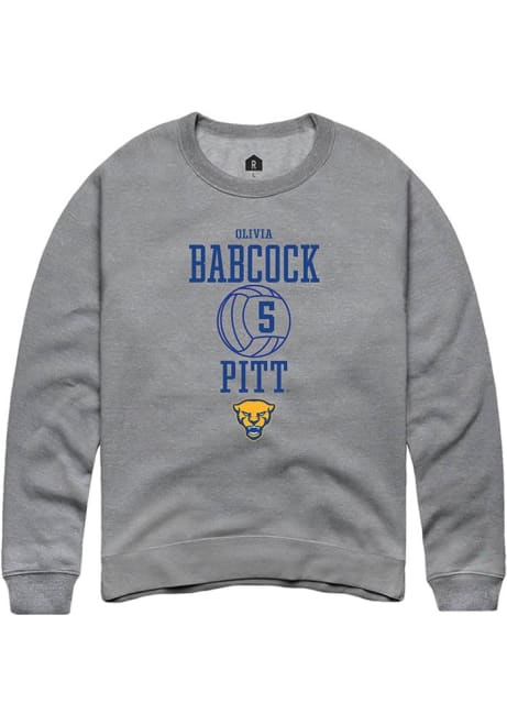 Olivia Babcock Rally Mens Graphite Pitt Panthers NIL Sport Icon Crew Sweatshirt