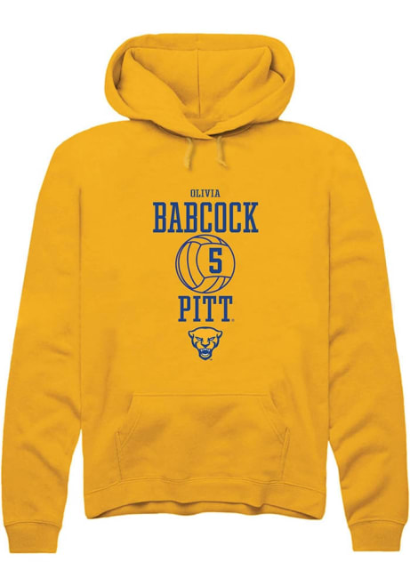 Olivia Babcock Rally Mens Gold Pitt Panthers NIL Sport Icon Hooded Sweatshirt