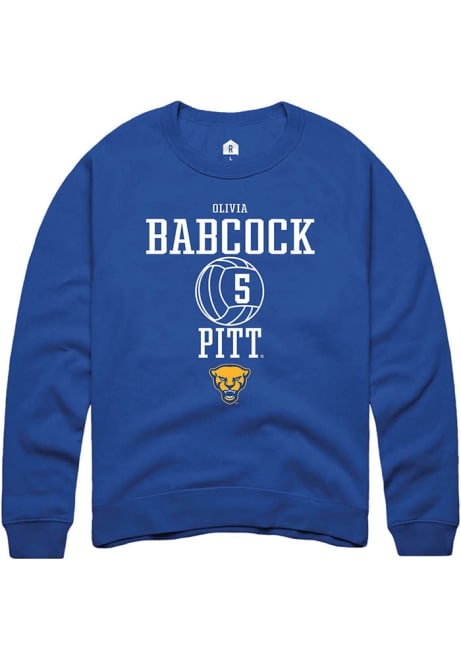 Olivia Babcock Rally Mens Blue Pitt Panthers NIL Sport Icon Crew Sweatshirt