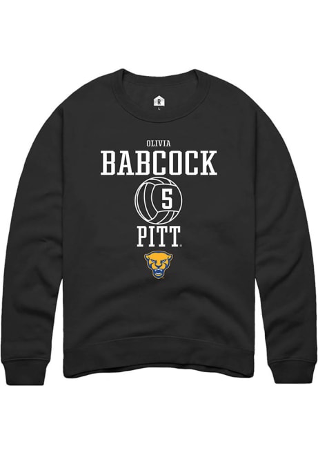 Olivia Babcock Rally Mens Black Pitt Panthers NIL Sport Icon Crew Sweatshirt