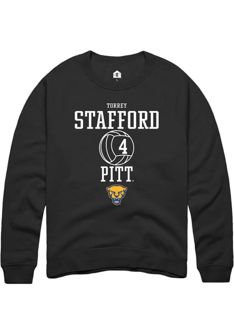 Torrey Stafford Rally Mens Black Pitt Panthers NIL Sport Icon Crew Sweatshirt