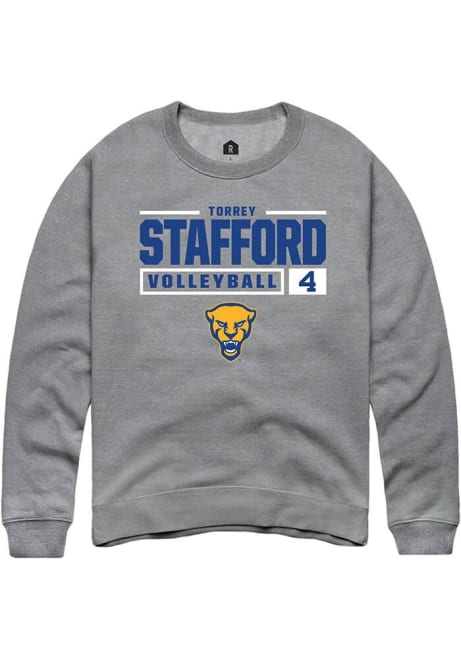 Torrey Stafford Rally Mens Graphite Pitt Panthers NIL Stacked Box Crew Sweatshirt