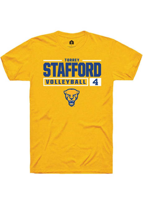 Torrey Stafford Gold Pitt Panthers NIL Stacked Box Short Sleeve T Shirt