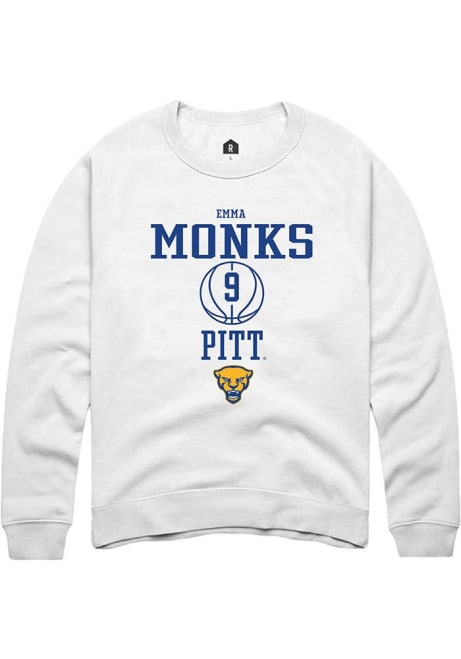 Emma Monks Rally Mens White Pitt Panthers NIL Sport Icon Crew Sweatshirt