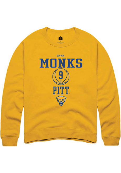 Emma Monks Rally Mens Gold Pitt Panthers NIL Sport Icon Crew Sweatshirt