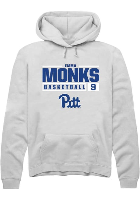 Emma Monks Rally Mens White Pitt Panthers NIL Stacked Box Hooded Sweatshirt