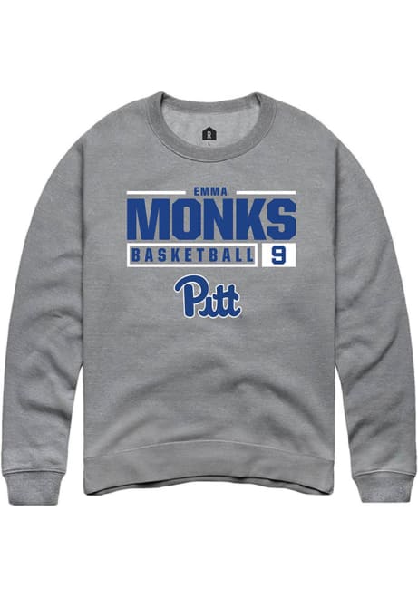 Emma Monks Rally Mens Graphite Pitt Panthers NIL Stacked Box Crew Sweatshirt