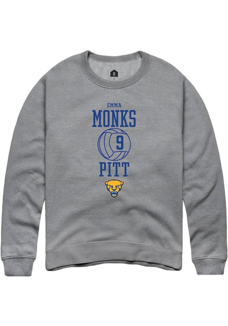 Emma Monks Rally Mens Graphite Pitt Panthers NIL Sport Icon Volleyball Crew Sweatshirt