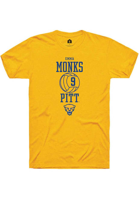 Emma Monks Gold Pitt Panthers NIL Sport Icon Volleyball Short Sleeve T Shirt