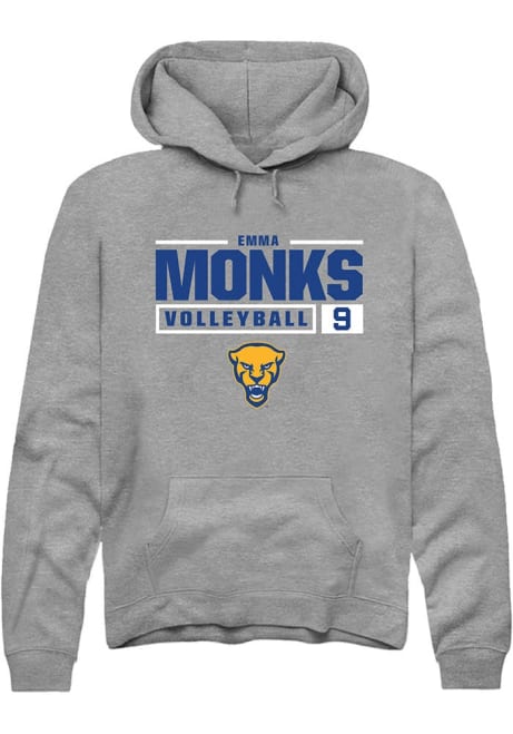 Emma Monks Rally Mens Graphite Pitt Panthers NIL Stacked Box Volleyball Hooded Sweatshirt