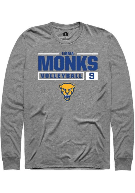 Emma Monks Rally Mens Graphite Pitt Panthers NIL Stacked Box Volleyball Tee