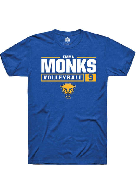 Emma Monks Blue Pitt Panthers NIL Stacked Box Volleyball Short Sleeve T Shirt