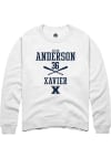 Main image for Caleb Anderson  Rally Xavier Musketeers Mens White NIL Sport Icon Long Sleeve Crew Sweatshirt