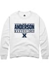 Main image for Caleb Anderson  Rally Xavier Musketeers Mens White NIL Stacked Box Long Sleeve Crew Sweatshirt