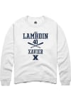 Main image for Jake Lambdin  Rally Xavier Musketeers Mens White NIL Sport Icon Long Sleeve Crew Sweatshirt