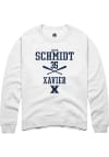 Main image for Logan Schmidt  Rally Xavier Musketeers Mens White NIL Sport Icon Long Sleeve Crew Sweatshirt