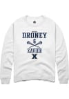 Main image for Megan Droney  Rally Xavier Musketeers Mens White NIL Sport Icon Long Sleeve Crew Sweatshirt