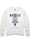 Main image for Peyton Kohls  Rally Xavier Musketeers Mens White NIL Sport Icon Long Sleeve Crew Sweatshirt