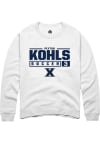 Main image for Peyton Kohls  Rally Xavier Musketeers Mens White NIL Stacked Box Long Sleeve Crew Sweatshirt