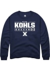 Main image for Peyton Kohls  Rally Xavier Musketeers Mens Navy Blue NIL Stacked Box Long Sleeve Crew Sweatshirt