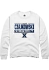 Main image for Elouise Czajkowski  Rally Xavier Musketeers Mens White NIL Stacked Box Long Sleeve Crew Sweatshi..