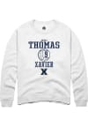 Main image for Quinci Thomas  Rally Xavier Musketeers Mens White NIL Sport Icon Long Sleeve Crew Sweatshirt