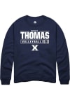 Main image for Quinci Thomas  Rally Xavier Musketeers Mens Navy Blue NIL Stacked Box Long Sleeve Crew Sweatshir..