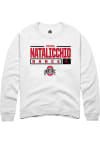 Main image for Diana Natalicchio  Rally Ohio State Buckeyes Mens White NIL Stacked Box Long Sleeve Crew Sweatsh..