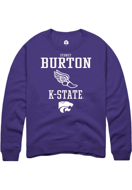 Sydney Burton Rally Mens Purple K-State Wildcats NIL Sport Icon Track Crew Sweatshirt