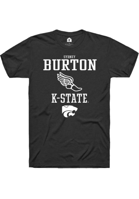 Sydney Burton Black K-State Wildcats NIL Sport Icon Track Short Sleeve T Shirt