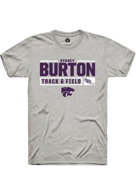 Sydney Burton Ash K-State Wildcats NIL Stacked Box Track Short Sleeve T Shirt