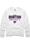 Main image for Sydney Burton Rally Mens White K-State Wildcats NIL Stacked Box Track Crew Sweatshirt