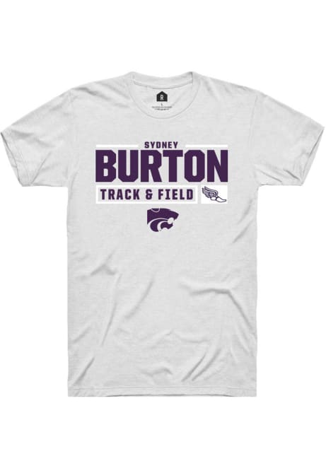Sydney Burton White K-State Wildcats NIL Stacked Box Track Short Sleeve T Shirt