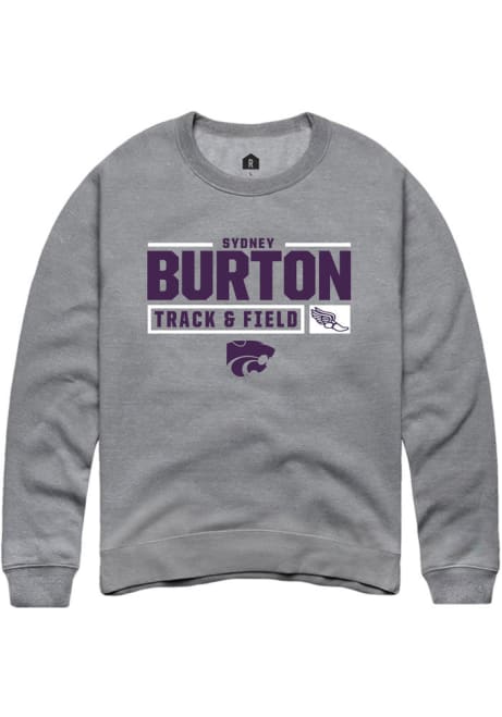 Sydney Burton Rally Mens Graphite K-State Wildcats NIL Stacked Box Track Crew Sweatshirt