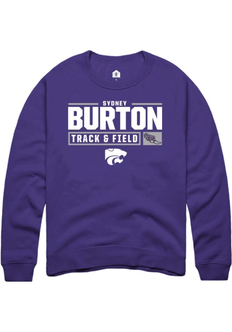 Sydney Burton Rally Mens Purple K-State Wildcats NIL Stacked Box Track Crew Sweatshirt