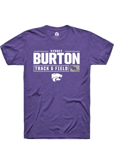 Sydney Burton Purple K-State Wildcats NIL Stacked Box Track Short Sleeve T Shirt