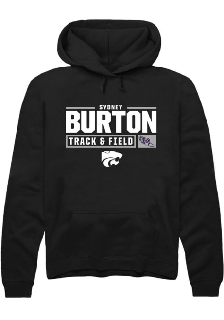 Sydney Burton Rally Mens Black K-State Wildcats NIL Stacked Box Track Hooded Sweatshirt