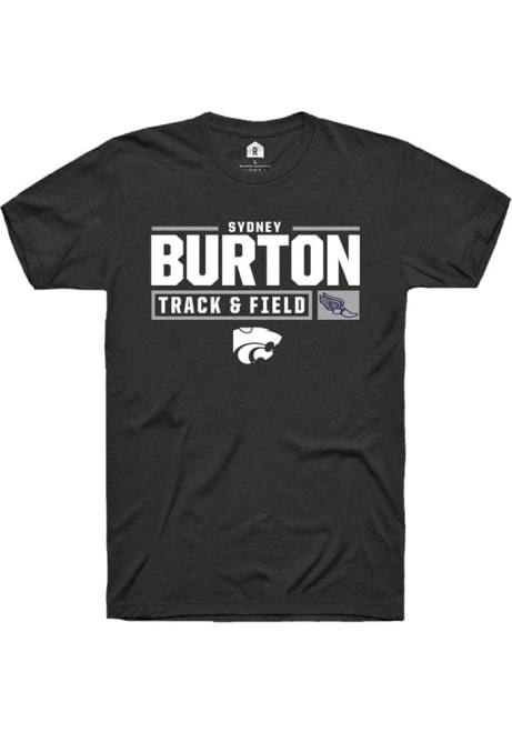 Sydney Burton Black K-State Wildcats NIL Stacked Box Track Short Sleeve T Shirt