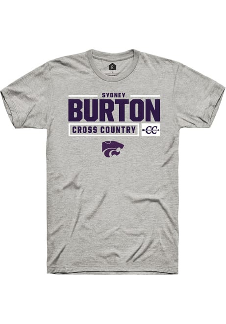Sydney Burton Ash K-State Wildcats NIL Stacked Box Short Sleeve T Shirt