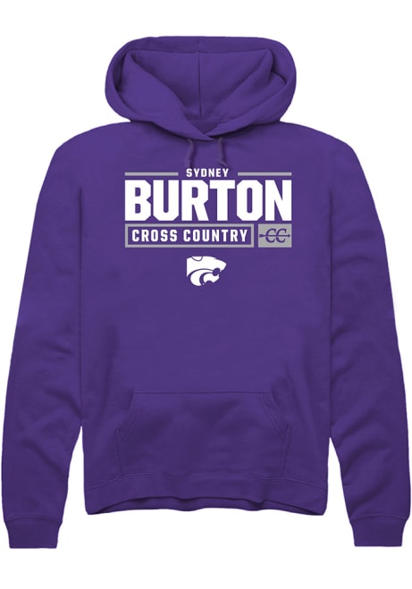 Sydney Burton Rally Mens Purple K-State Wildcats NIL Stacked Box Hooded Sweatshirt