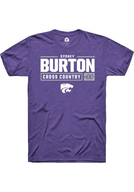 Sydney Burton Purple K-State Wildcats NIL Stacked Box Short Sleeve T Shirt
