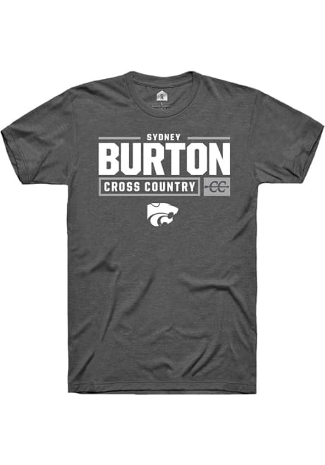 Sydney Burton Dark Grey K-State Wildcats NIL Stacked Box Short Sleeve T Shirt