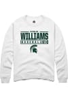 Main image for Nicklas Williams  Rally Michigan State Spartans Mens White NIL Stacked Box Long Sleeve Crew Swea..